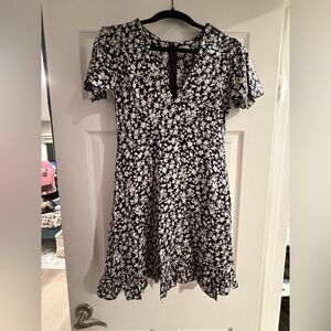 Chic Black and White Floral Mini Dress